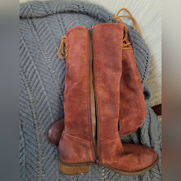 Born Hayden Red Distressed Suede Boots Knee High Size 7.5 - Picture 8 of 15